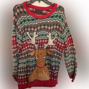Blizzard Bay Reindeer Ugly Christmas Sweater Size XL